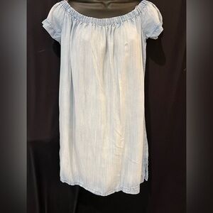 Anthropologie Cloth & Stone Blue Puff Sleeve Smocked dress